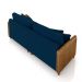 Sofá Living Montecarlo 3 Lugares Bipartido 232cm Pés em Madeira Veludo/PU Azul/Caramelo G33 - Gran Belo