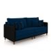 Sofá Living Montecarlo 3 Lugares Bipartido 232cm Pés em Madeira Veludo/PU Azul/Preto G33 - Gran Belo
