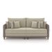 Sofá Living Montecarlo 3 Lugares Bipartido 232cm Pés em Madeira Veludo/PU Bege/Cinza G33 - Gran Belo