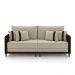 Sofá Living Montecarlo 3 Lugares Bipartido 232cm Pés em Madeira Veludo/PU Bege/Marrom G33 - Gran Belo