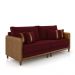 Sofá Living Montecarlo 3 Lugares Bipartido 232cm Pés em Madeira Veludo/PU Bordô/Caramelo G33 - Gran Belo