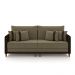 Sofá Living Montecarlo 3 Lugares Bipartido 232cm Pés em Madeira Veludo/PU Castor/Marrom G33 - Gran Belo