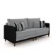 Sofá Living Montecarlo 3 Lugares Bipartido 232cm Pés em Madeira Veludo/PU Cinza/Preto G33 - Gran Belo