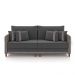 Sofá Living Montecarlo 3 Lugares Bipartido 232cm Pés em Madeira Veludo/PU Grafite/Cinza G33 - Gran Belo