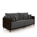 Sofá Living Montecarlo 3 Lugares Bipartido 232cm Pés em Madeira Veludo/PU Grafite/Marrom G33 - Gran Belo