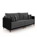 Sofá Living Montecarlo 3 Lugares Bipartido 232cm Pés em Madeira Veludo/PU Grafite/Preto G33 - Gran Belo