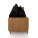 Sofá Living Montecarlo 3 Lugares Bipartido 232cm Pés em Madeira Veludo/PU Preto/Caramelo G33 - Gran Belo