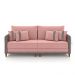 Sofá Living Montecarlo 3 Lugares Bipartido 232cm Pés em Madeira Veludo/PU Rosê/Cinza G33 - Gran Belo
