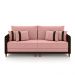 Sofá Living Montecarlo 3 Lugares Bipartido 232cm Pés em Madeira Veludo/PU Rosê/Marrom G33 - Gran Belo
