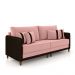 Sofá Living Montecarlo 3 Lugares Bipartido 232cm Pés em Madeira Veludo/PU Rosê/Marrom G33 - Gran Belo