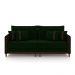 Sofá Living Montecarlo 3 Lugares Bipartido 232cm Pés em Madeira Veludo/PU Verde/Marrom G33 - Gran Belo