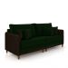 Sofá Living Montecarlo 3 Lugares Bipartido 232cm Pés em Madeira Veludo/PU Verde/Marrom G33 - Gran Belo