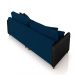 Sofá Living Montecarlo 3 Lugares Bipartido 252cm Pés em Madeira Veludo/PU Azul/Preto G33 - Gran Belo