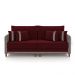 Sofá Living Montecarlo 3 Lugares Bipartido 252cm Pés em Madeira Veludo/PU Bordô/Cinza G33 - Gran Belo