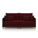 Sofá Living Montecarlo 3 Lugares Bipartido 252cm Pés em Madeira Veludo/PU Bordô/Marrom G33 - Gran Belo