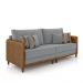 Sofá Living Montecarlo 3 Lugares Bipartido 252cm Pés em Madeira Veludo/PU Cinza/Caramelo G33 - Gran Belo