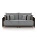 Sofá Living Montecarlo 3 Lugares Bipartido 252cm Pés em Madeira Veludo/PU Cinza/Marrom G33 - Gran Belo
