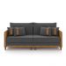 Sofá Living Montecarlo 3 Lugares Bipartido 252cm Pés em Madeira Veludo/PU Grafite/Caramelo G33 - Gran Belo
