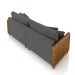 Sofá Living Montecarlo 3 Lugares Bipartido 252cm Pés em Madeira Veludo/PU Grafite/Caramelo G33 - Gran Belo