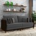 Sofá Living Montecarlo 3 Lugares Bipartido 252cm Pés em Madeira Veludo/PU Grafite/Marrom G33 - Gran Belo