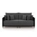Sofá Living Montecarlo 3 Lugares Bipartido 252cm Pés em Madeira Veludo/PU Grafite/Preto G33 - Gran Belo