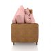 Sofá Living Montecarlo 3 Lugares Bipartido 252cm Pés em Madeira Veludo/PU Rosê/Caramelo G33 - Gran Belo