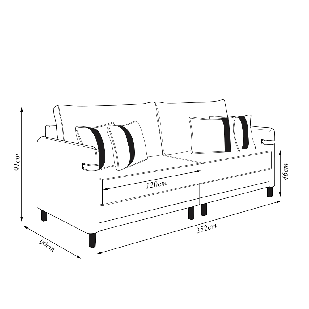 Sofá Living Montecarlo 3 Lugares Bipartido 252cm Pés em Madeira Veludo/PU Rosê/Marrom G33 - Gran Belo