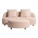 Sofá Living Sala de Estar Rocca 192cm com Puff Pés Madeira Linho Rústico Nude G92 - Gran Belo