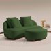 Sofá Living Sala de Estar Rocca 212cm com Puff Pés Madeira Linho Rústico Verde Musgo G92 - Gran Belo