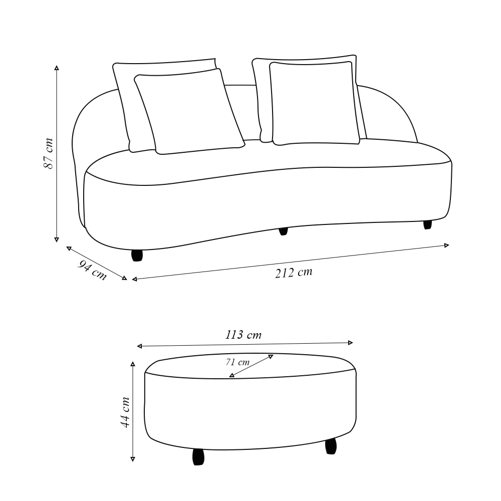 Sofá Living Sala de Estar Rocca 212cm com Puff Pés Madeira Linho Rústico Verde Musgo G92 - Gran Belo