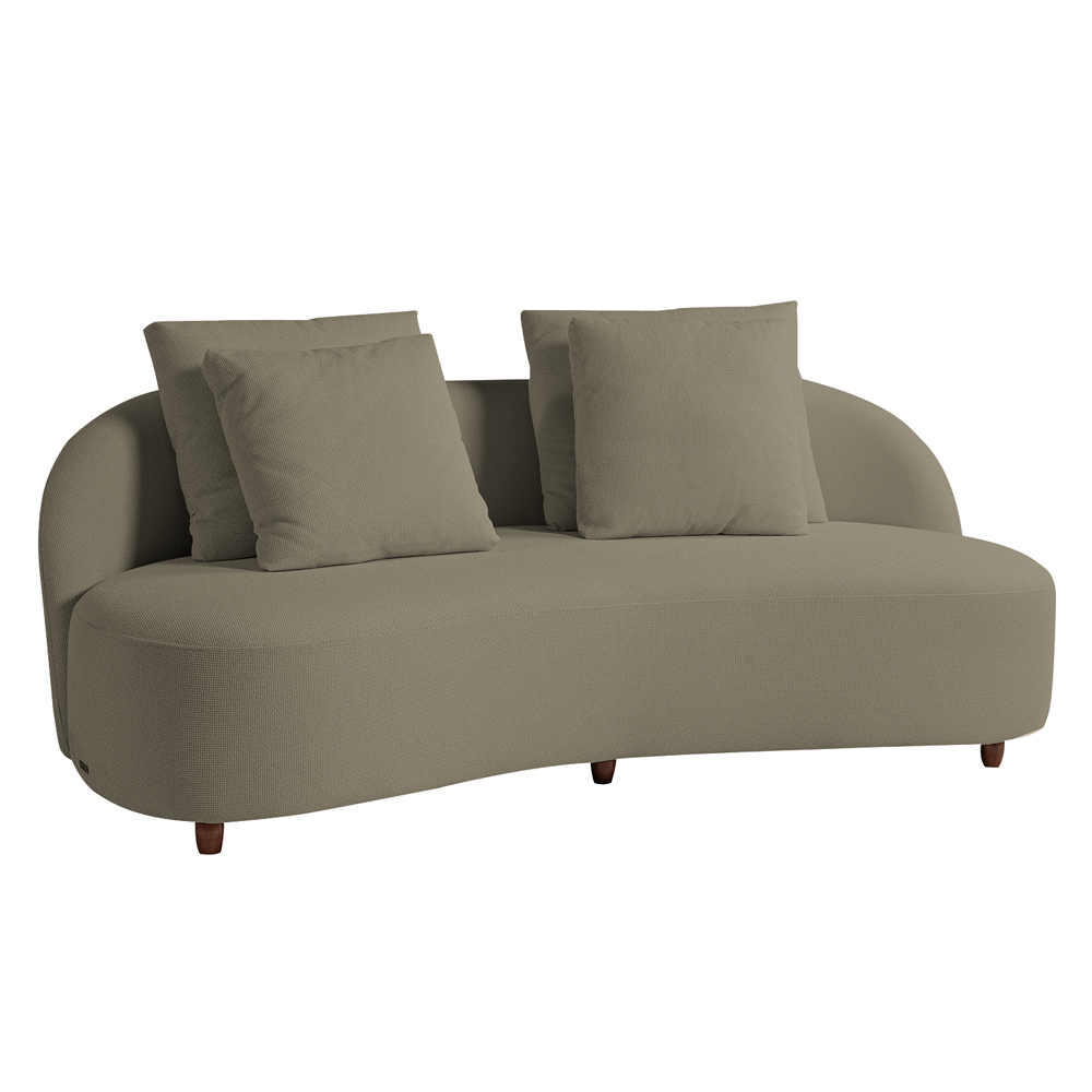 Sofá Living Sala de Estar Rocca 232cm com Puff Pés Madeira Linho Rústico Castor G92 - Gran Belo
