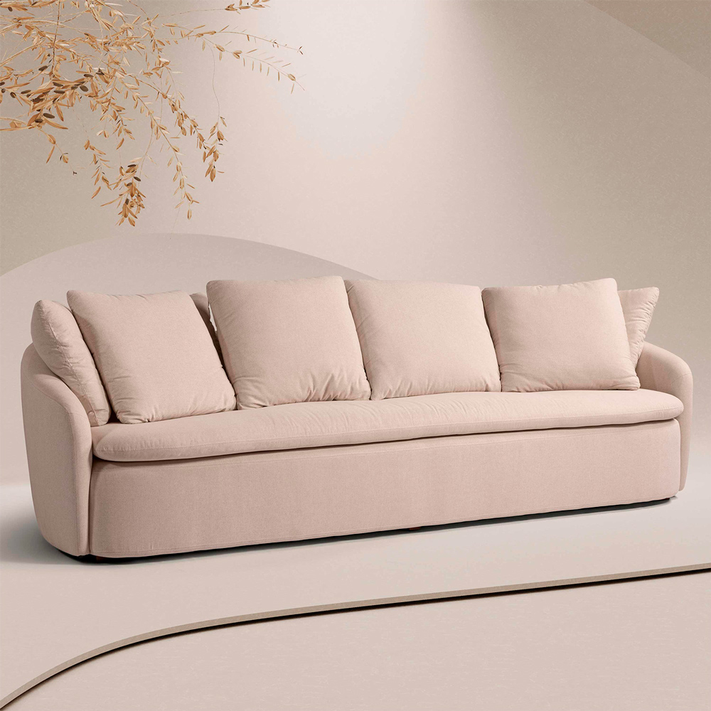 Sofá Living Sala de Estar Toscana 270cm 3 Lugares Veludo Luxo Bege G92 - Gran Belo
