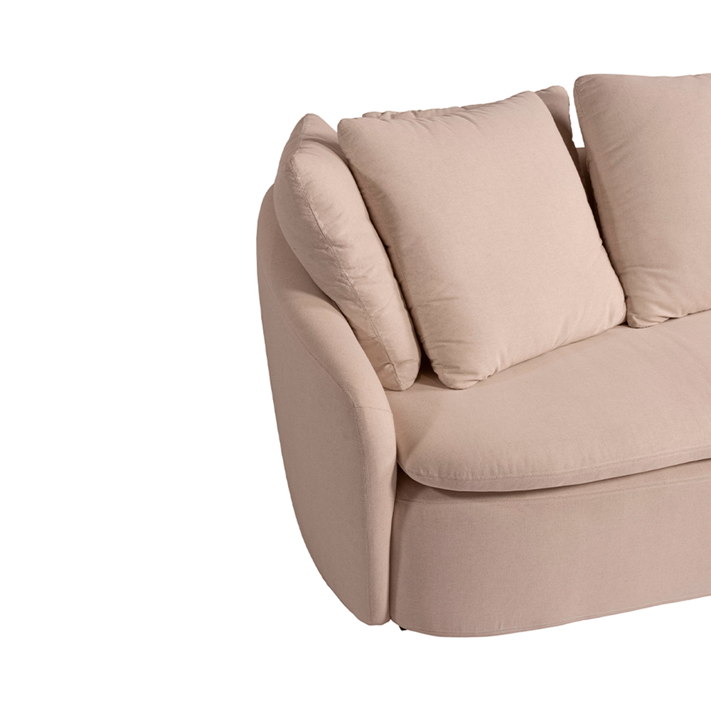 Sofá Living Sala de Estar Toscana 270cm 3 Lugares Veludo Luxo Bege G92 - Gran Belo