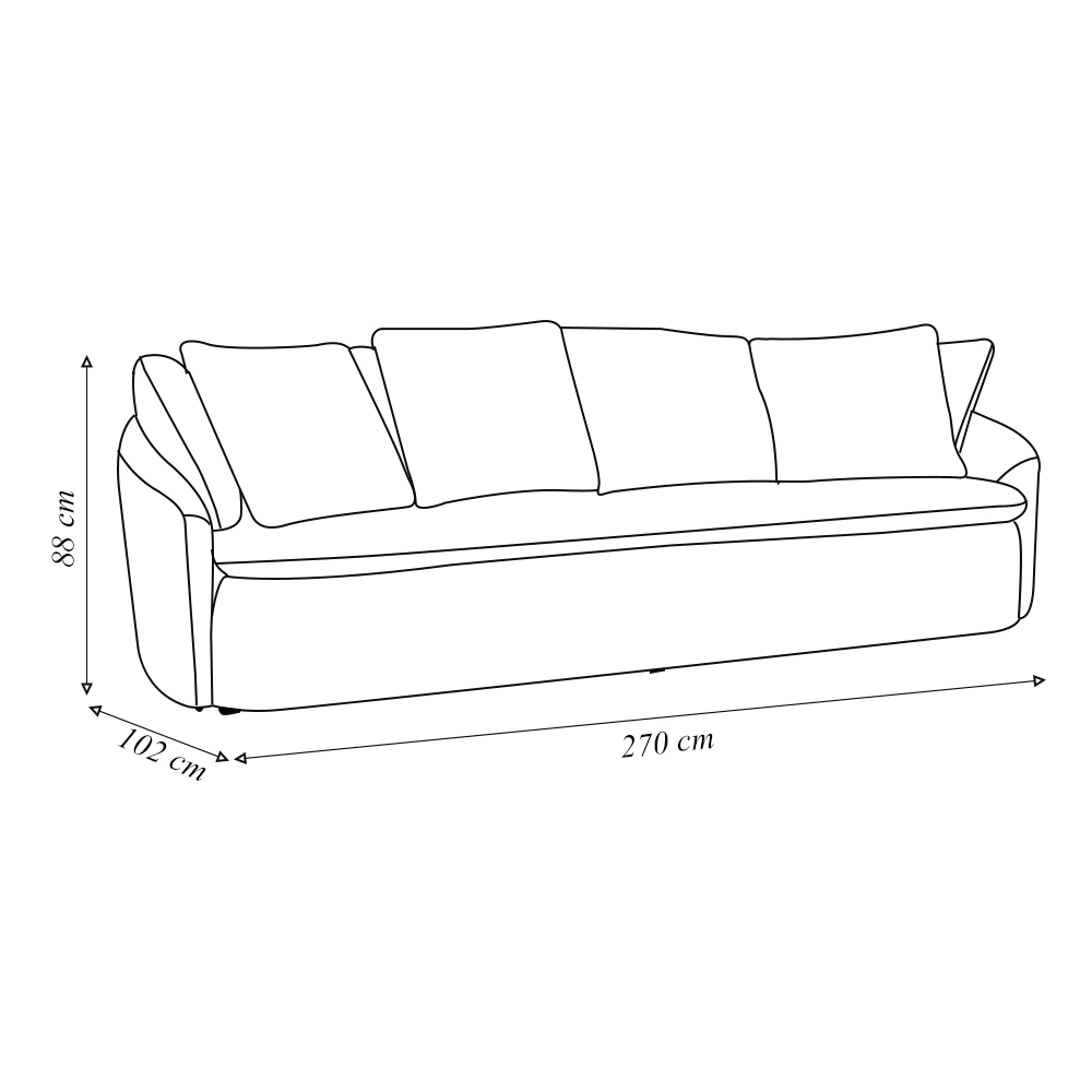 Sofá Living Sala de Estar Toscana 270cm 3 Lugares Veludo Luxo Marrom G92 - Gran Belo