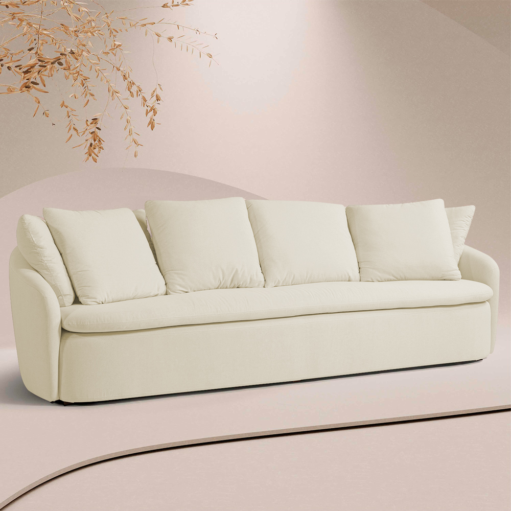 Sofá Living Sala de Estar Toscana 270cm 3 Lugares Veludo Luxo Off White G92 - Gran Belo