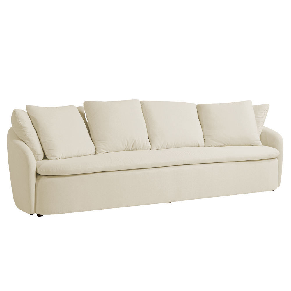 Sofá Living Sala de Estar Toscana 270cm 3 Lugares Veludo Luxo Off White G92 - Gran Belo
