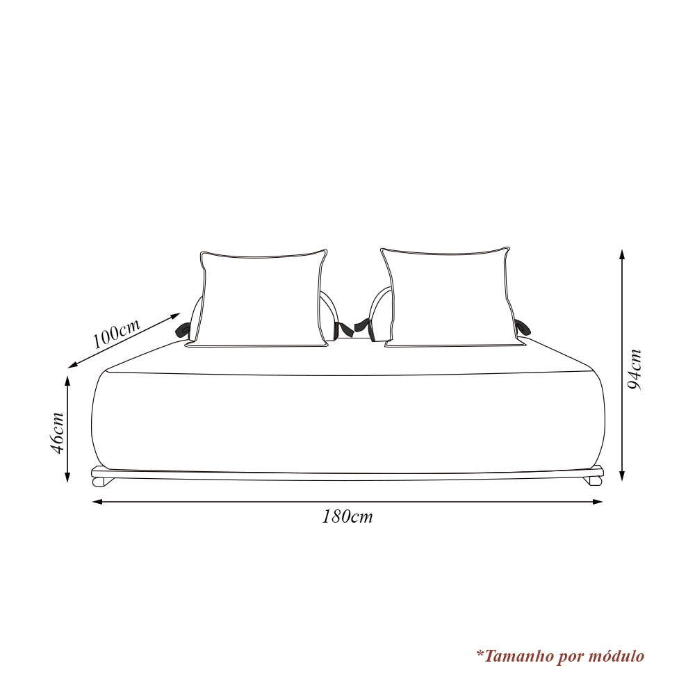 Sofá Modulado 6 Lugares com Almofadas Soltas Pés Madeira Maciça 360cm Homer Bouclê Cinza G63 - Gran Belo
