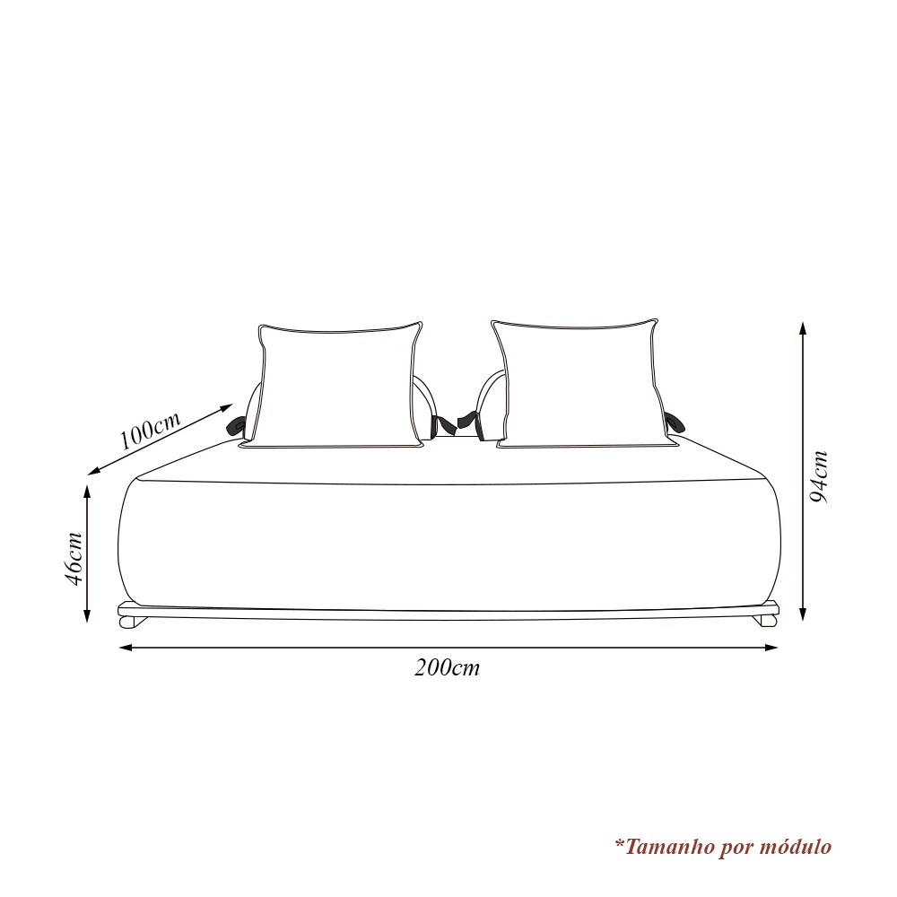 Sofá Modulado 6 Lugares com Almofadas Soltas Pés Madeira Maciça 400cm Homer Bouclê Cinza G63 - Gran Belo