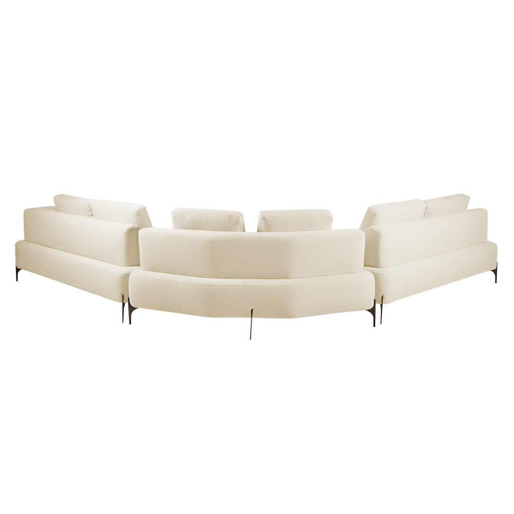 Sofá Modulado Sala de Estar 415cm Marino de Canto Pés de Ferro com Almofadas Linho Off White G92 - Gran Belo