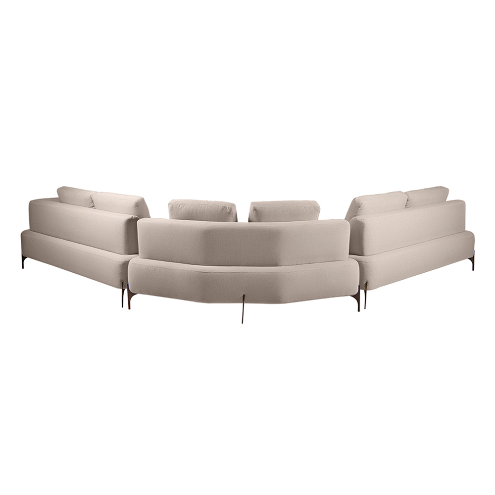 Sofá Modulado Sala de Estar 535cm Marino de Canto Pés de Ferro com Almofadas Linho Bege G92 - Gran Belo
