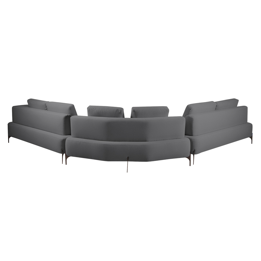 Sofá Modulado Sala de Estar 615cm Marino de Canto Pés de Ferro com Almofadas Linho Chumbo G92 - Gran Belo