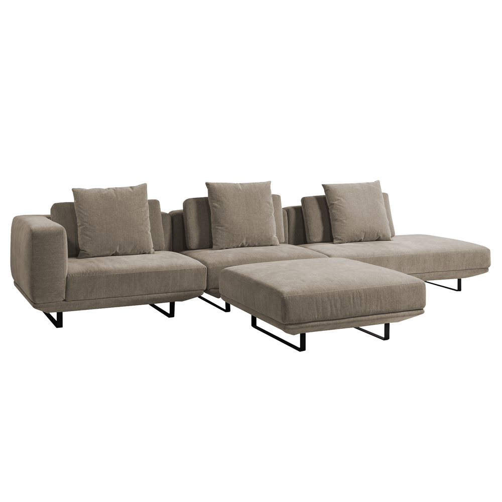 Sofá Modulado Sala de Estar Carmen 652cm Pés de Ferro Linho Rústico Castor G92 - Gran Belo