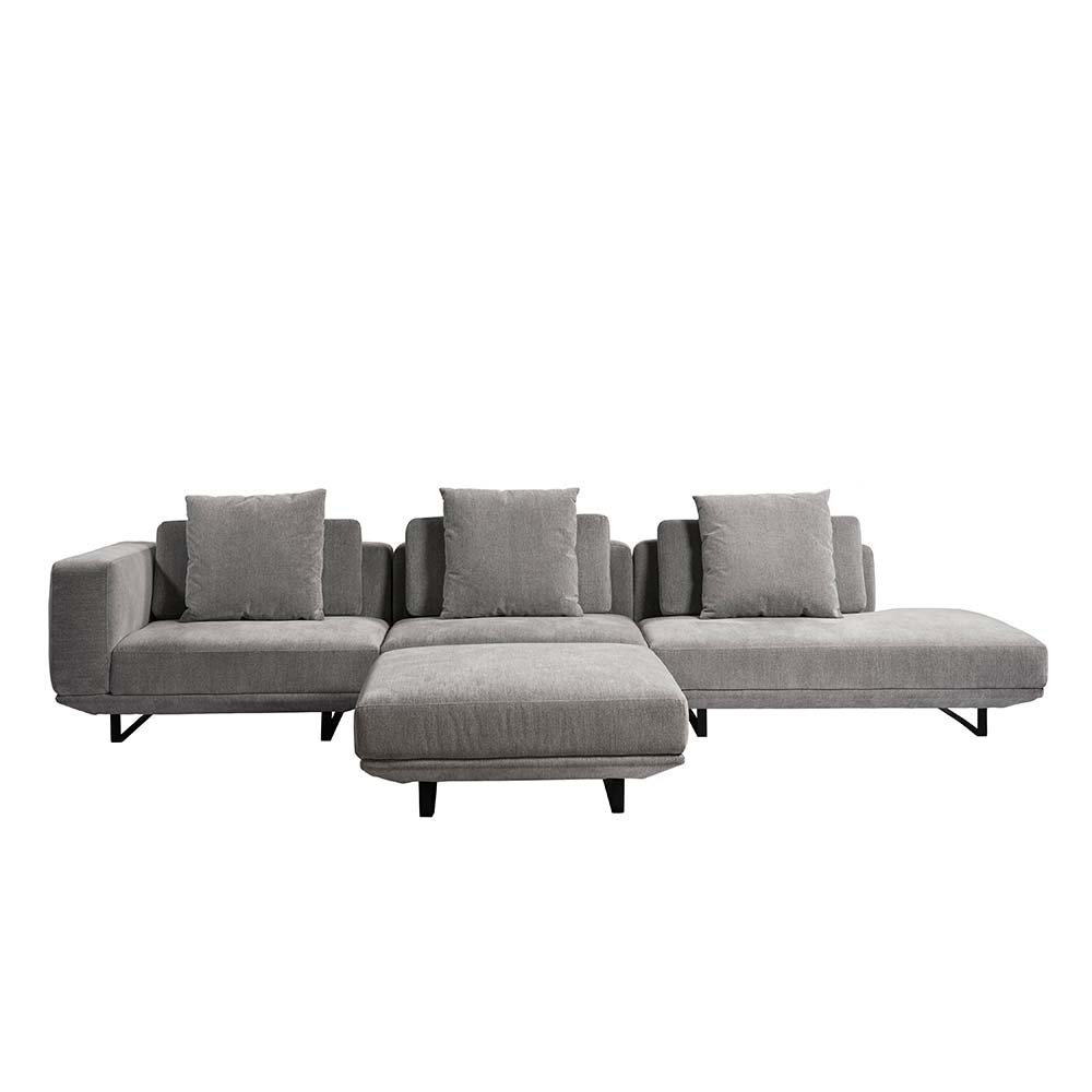 Sofá Modulado Sala de Estar Carmen 652cm Pés de Ferro Linho Rústico Cinza G92 - Gran Belo