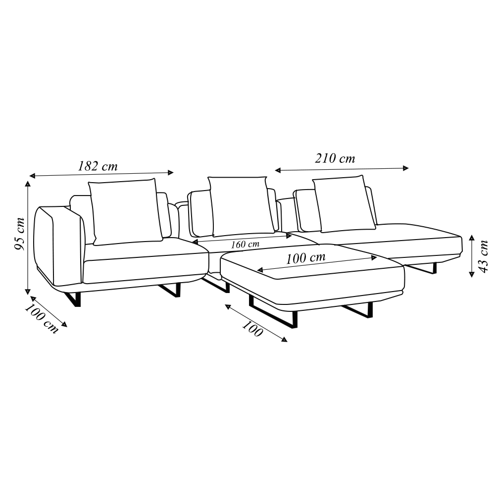 Sofá Modulado Sala de Estar Carmen 652cm Pés de Ferro Linho Rústico Off White G92 - Gran Belo