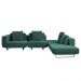 Sofá Modulado Sala de Estar Carmen 712cm Pés de Ferro Linho Rústico Azul Aquamarine G92 - Gran Belo