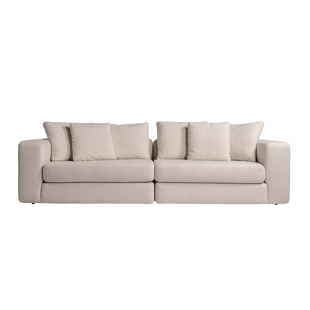 Sofá Modulado Sala de Estar Trento 216cm com Almofadas Soltas Linho Bege G92 - Gran Belo