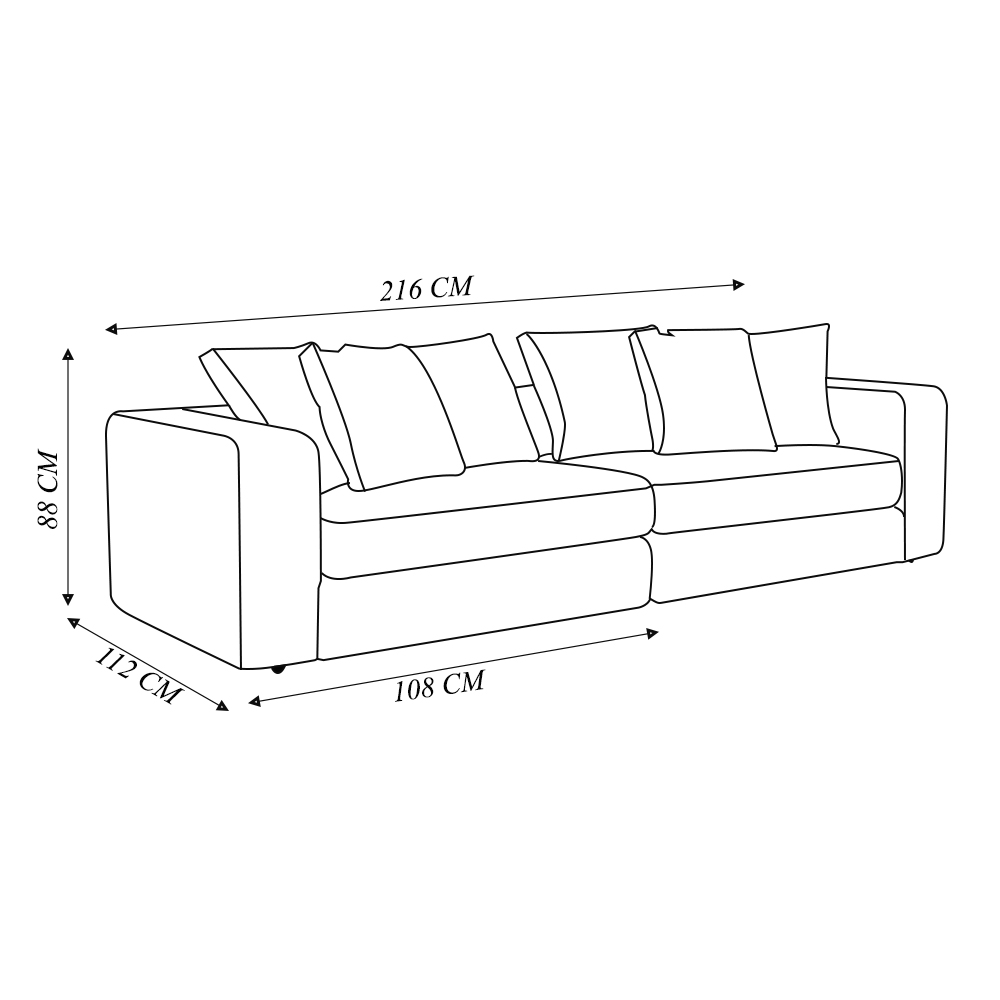 Sofá Modulado Sala de Estar Trento 216cm com Almofadas Soltas Linho Cinza G92 - Gran Belo