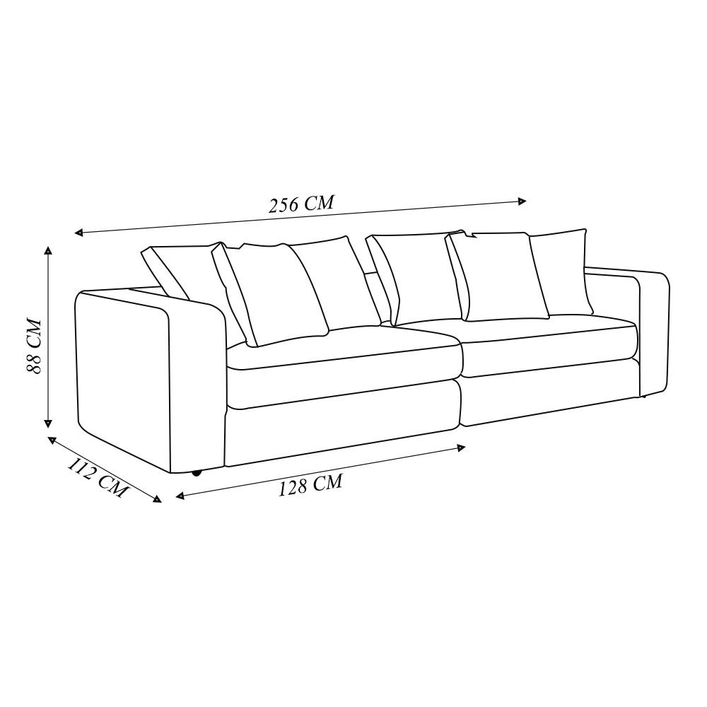 Sofá Modulado Sala de Estar Trento 256cm com Almofadas Soltas Linho Bege G92 - Gran Belo