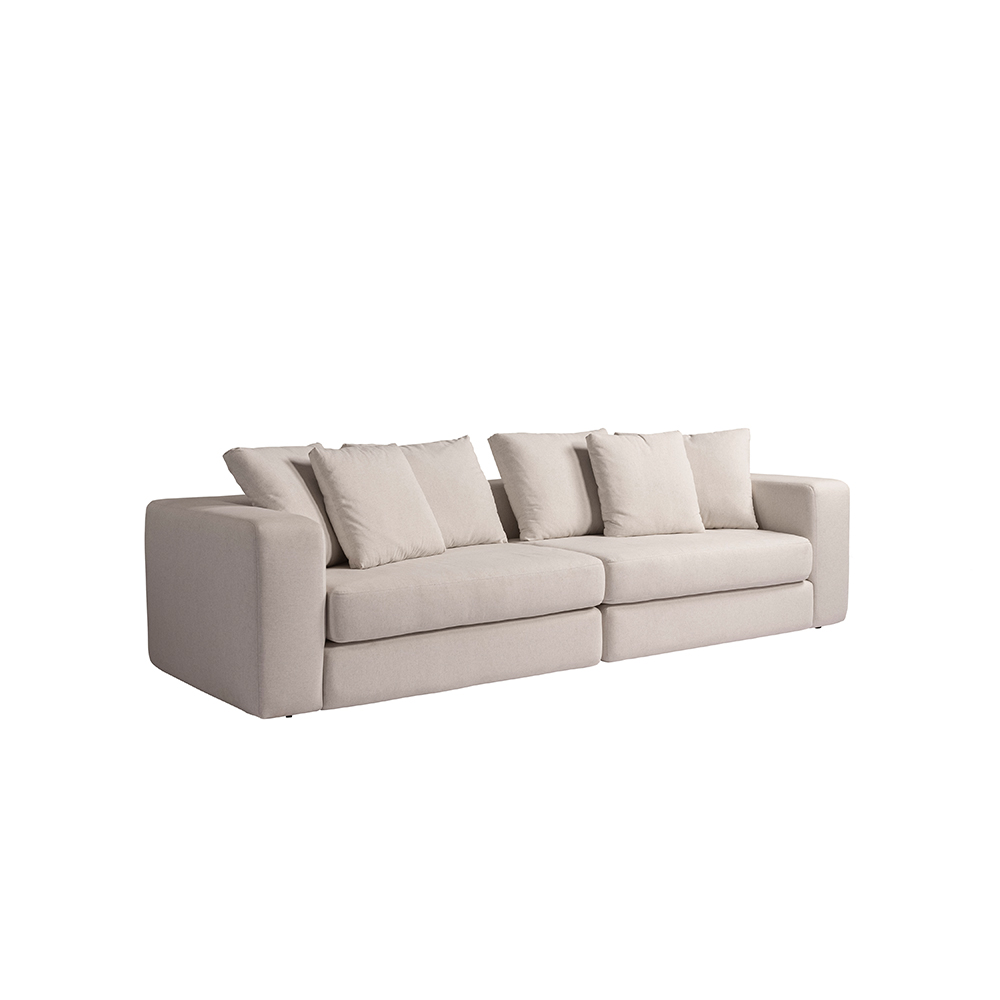 Sofá Modulado Sala de Estar Trento 256cm com Almofadas Soltas Linho Bege G92 - Gran Belo