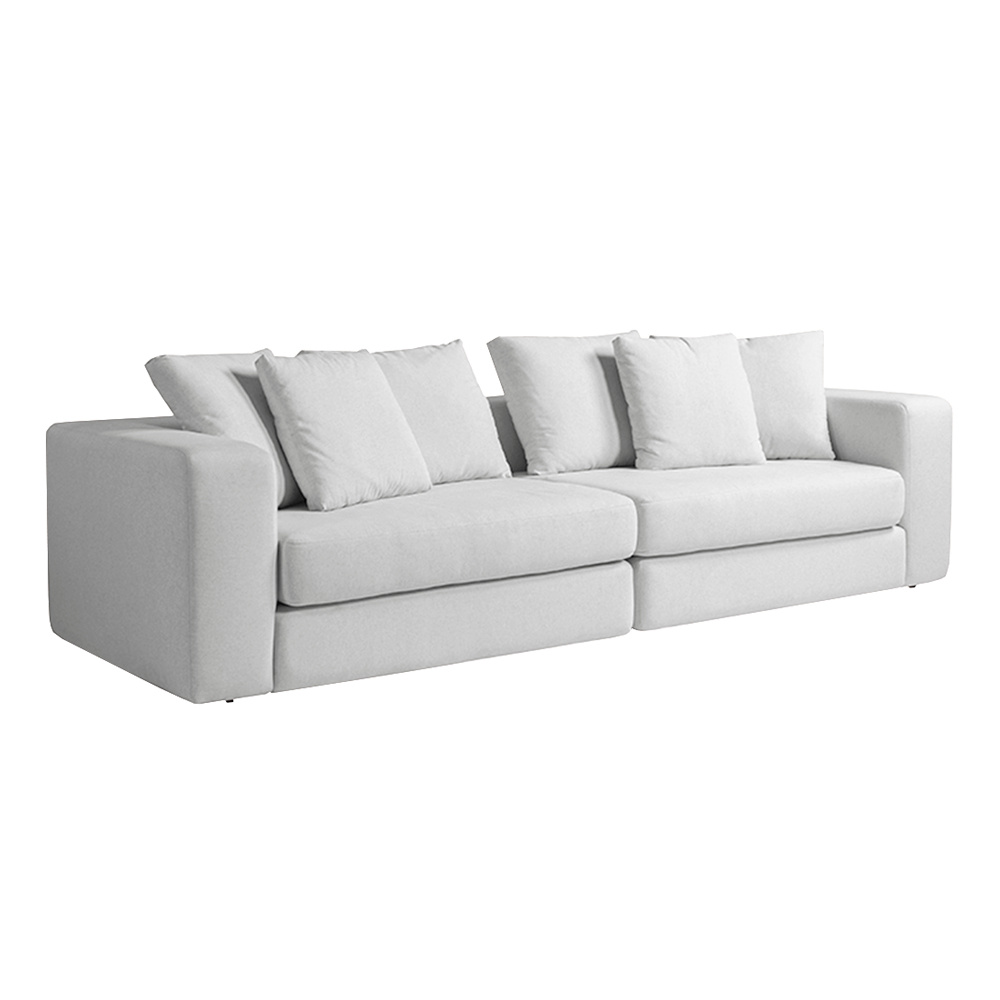 Sofá Modulado Sala de Estar Trento 296cm com Almofadas Soltas Linho Cinza G92 - Gran Belo